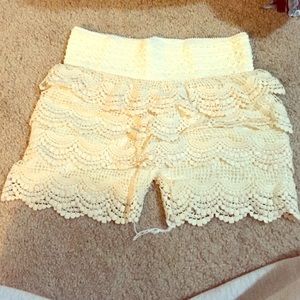 White crochet shorts
