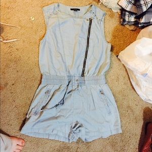 Forever 21 asymmetric zipper romper with pockets
