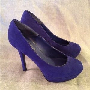 Candies Blue Suede Platform Heels