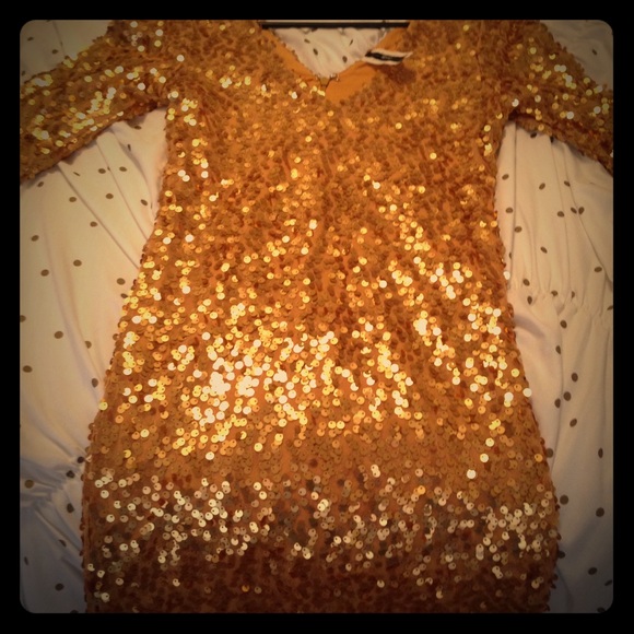 Gold sequin party dress