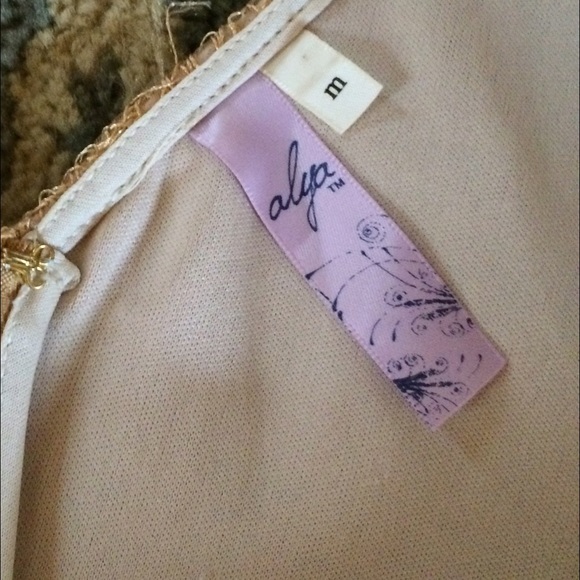 Gold Cap Sleeve Flowy Dress with Metallic Overlay - Picture 3 of 4