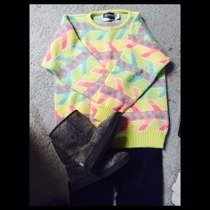 Acrylic "ugly sweater" yellow multi