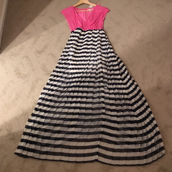 Adorable pink, navy, and cream dress