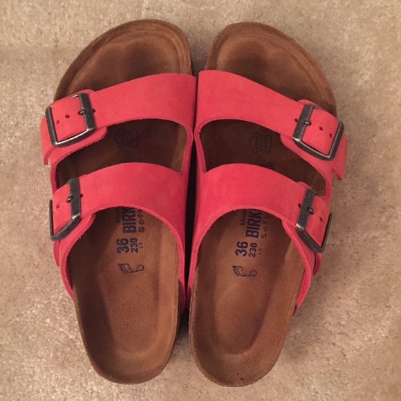 Arizona Soft Footbed Birkenstock in Coral color