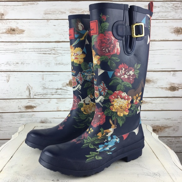 Joules Shoes - [Joules] Rare Jubilee Floral Rain Boots Wellies 9