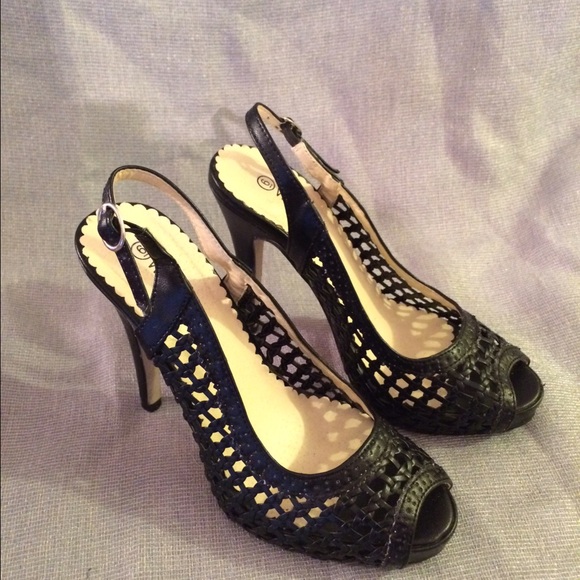 Wild Diva Black Mesh Heels