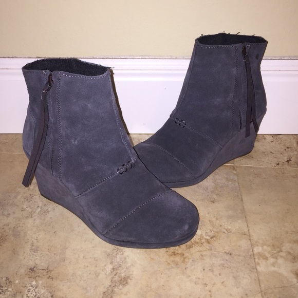 Grey Suede Wedge Booties - Hold