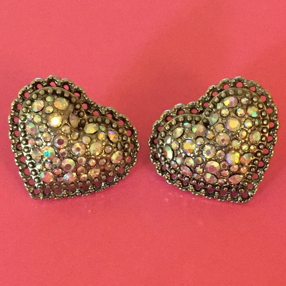 Betsey Johnson sparkly heart earrings