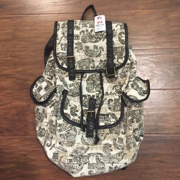 Black and Tan elephant backpack from Claire's