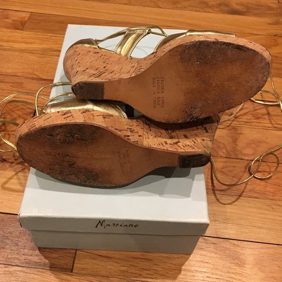 Marciano gold tie wedges size 8 - Picture 3 of 4