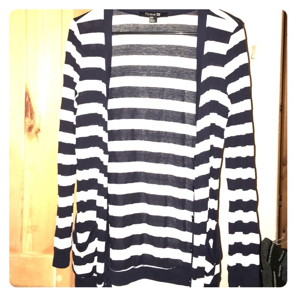 Forever 21 blue and white striped cardigan