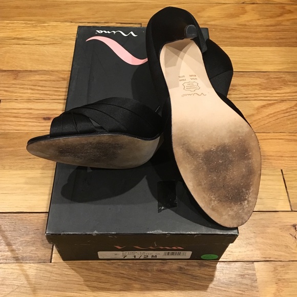 Nina black luster heels size 7.5 - Picture 3 of 4