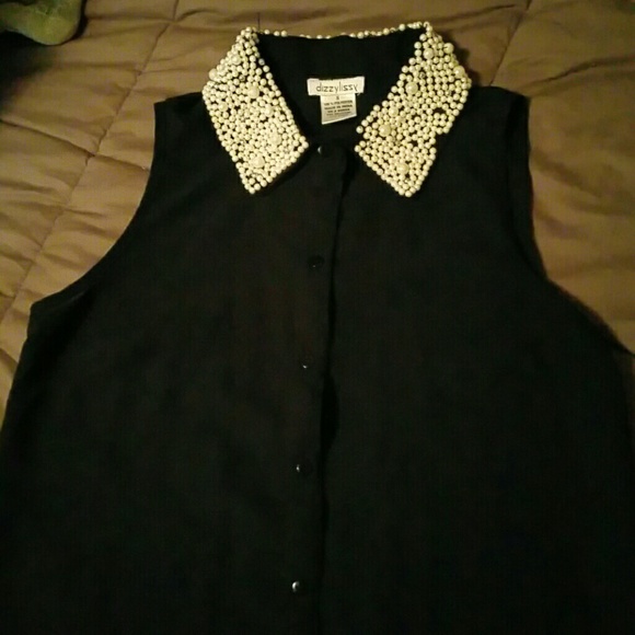 Beaded/ Pearled Collar Blouse - Picture 1 of 4