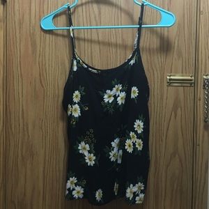 EUC! Black floral tank top!