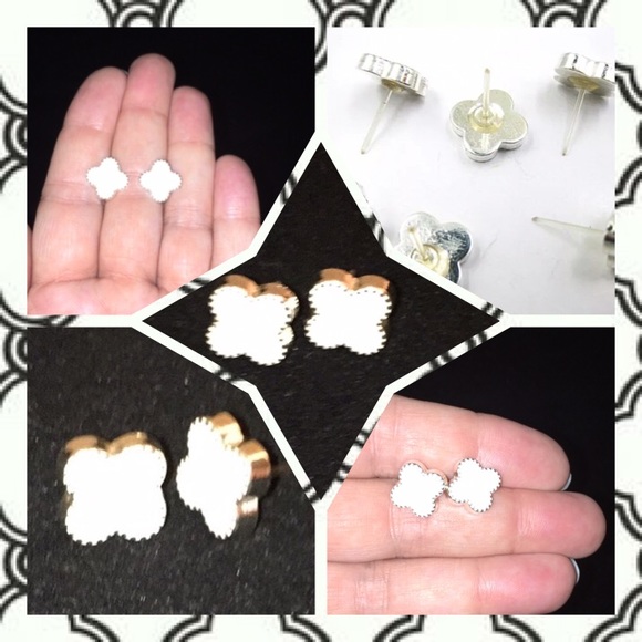 White Clover Stud Earrings - Picture 4 of 4