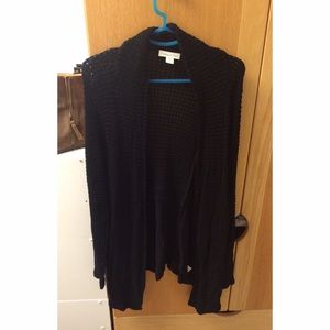 Coldwater Creek waffle weave black loose cardigan