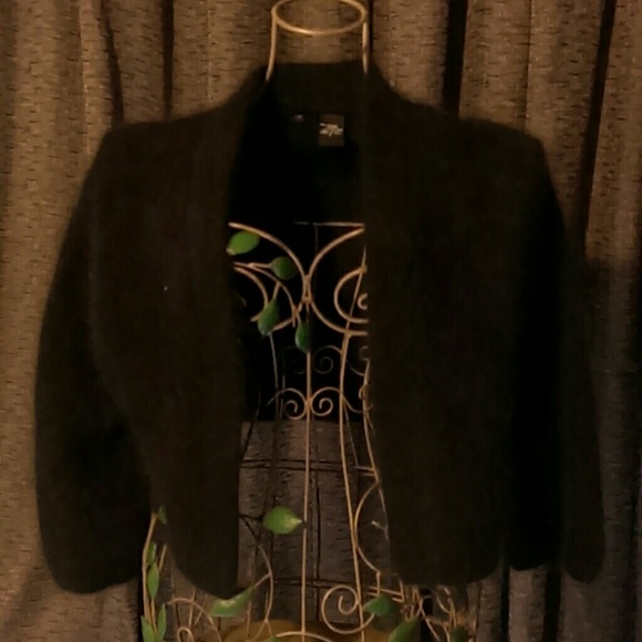 Black angora crop jacket