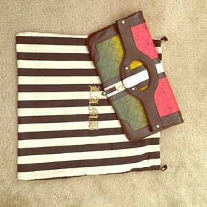 L.A.M.B. Gwen Stefani Rasta Ombre oversized clutch