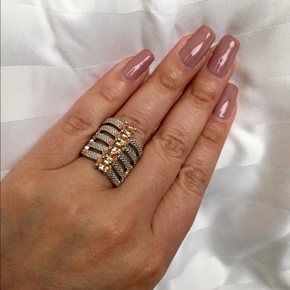AAA morganite CZ on 925 thick band