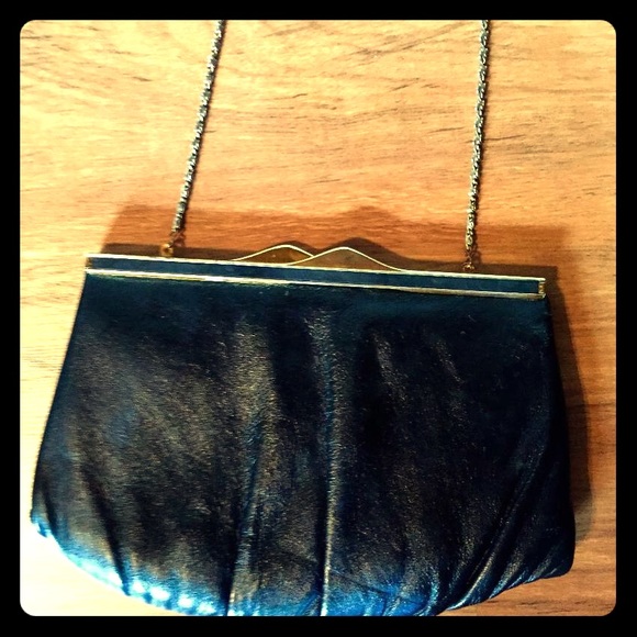 Vintage leather clutch snap clutch