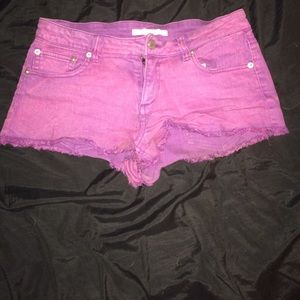 Pink denim shorts