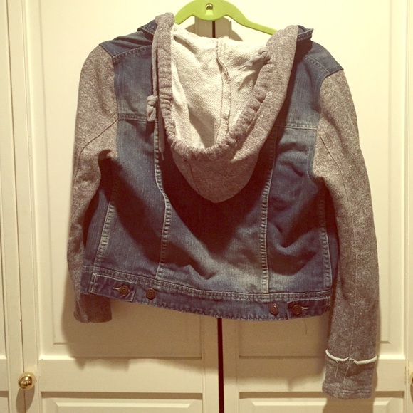 Hooded denim sweater jacket