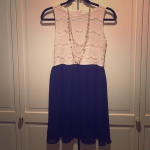 Lace chiffon mini dress (& free necklace)