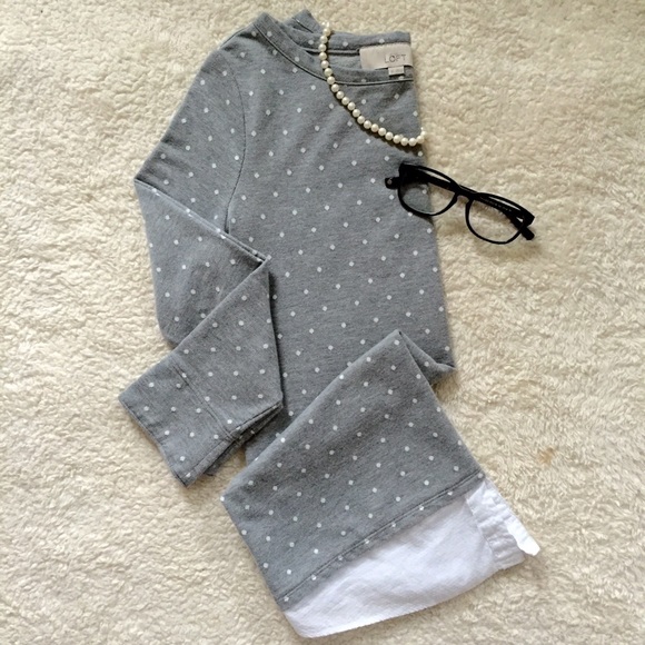 LOFT Sweaters - Loft Mixed Media Polka Dot Sweater