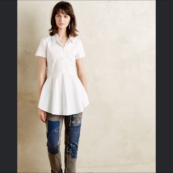 Anthropologie Tops - White frosted poplin shirt