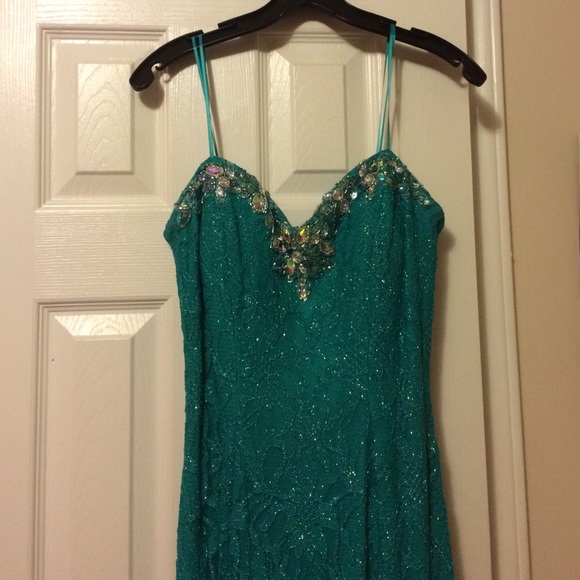 Strapless, Teal, Formal Dress