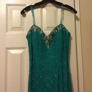 Strapless, Teal, Formal Dress