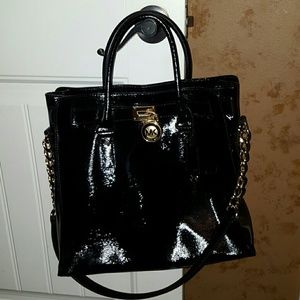 Authentic Michael Kors black patent leather purse