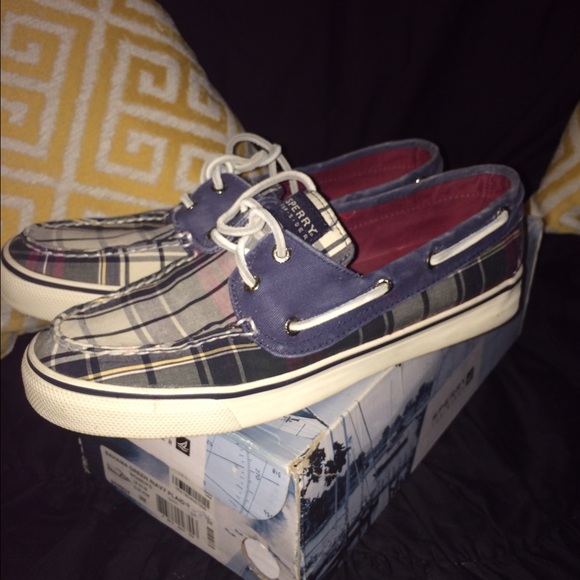 Women's Sperry Bahama Green/Navy Plaid Design
