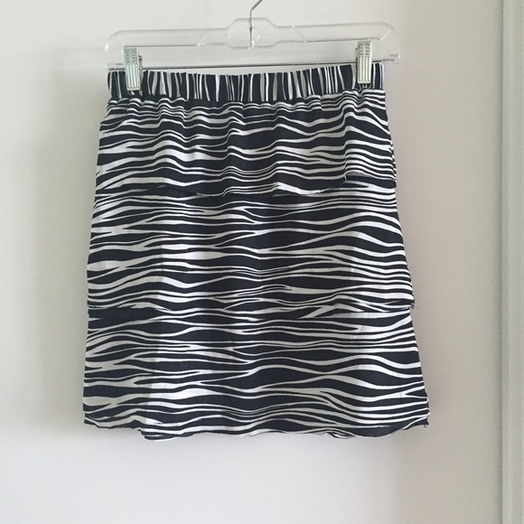 Black + White Tiered Mini Skirt