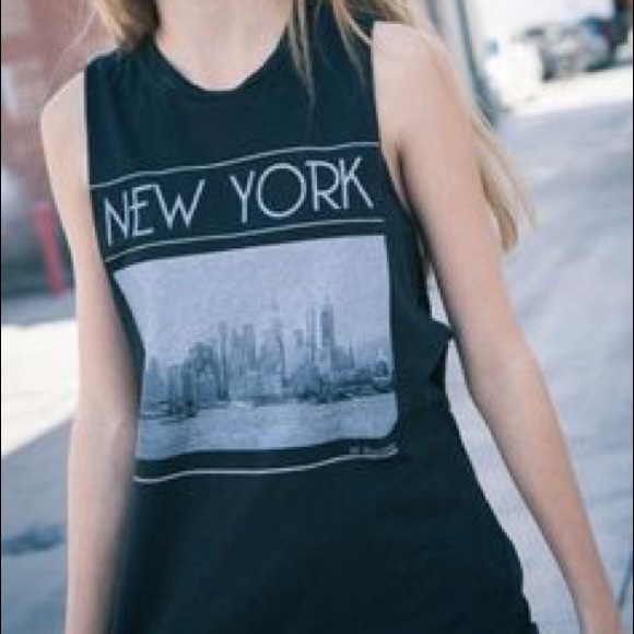 Brandy Melville Blue New York Muscle Tank