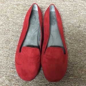 Red velvet flats