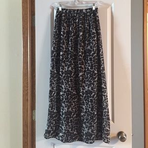 Cheetah print chiffon maxi skirt