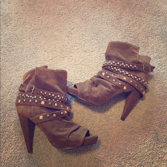 Brown bootie heels