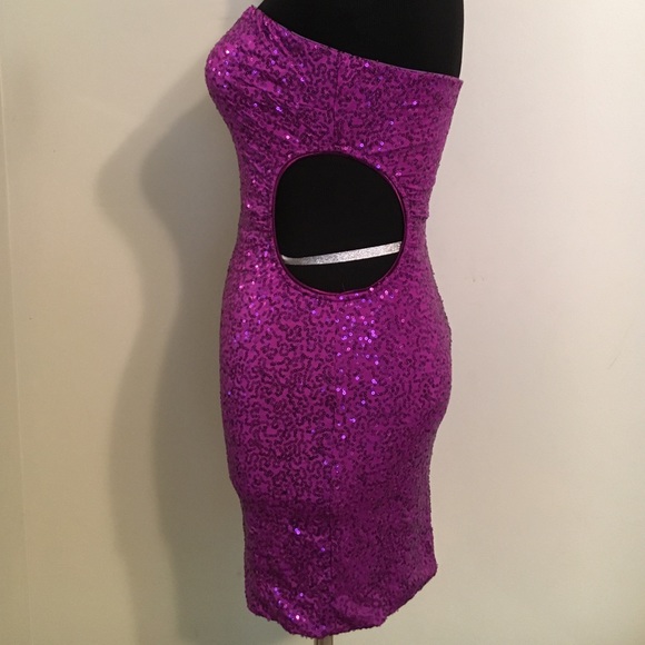 Just Flirt Dresses & Skirts - Perfect Purple Sequined Strapless Homecoming Dress