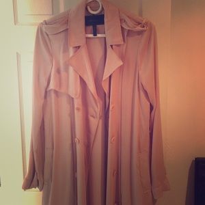 BCBG Maxazria blush silky trench