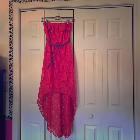 Strapless, laced high low dress