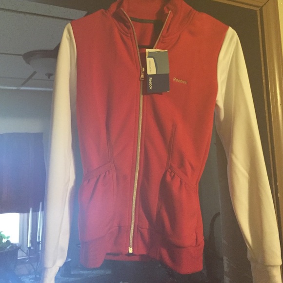 Reeboks red and white hoodie