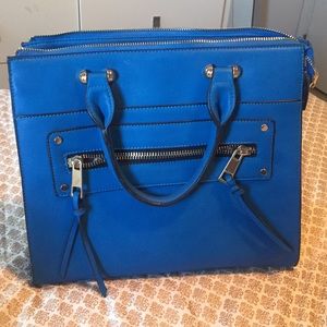 Beautiful Blue purse handbag bag gold hardware.