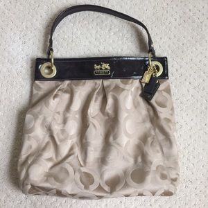 Coach Beige with Brown Leather Hangbag/ Crossbody