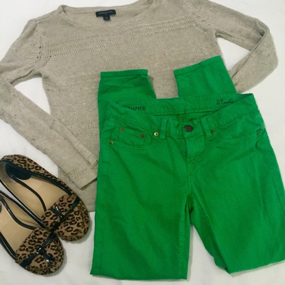 J. Crew Denim - J crew Kelly green ankle toothpick jeans size 27