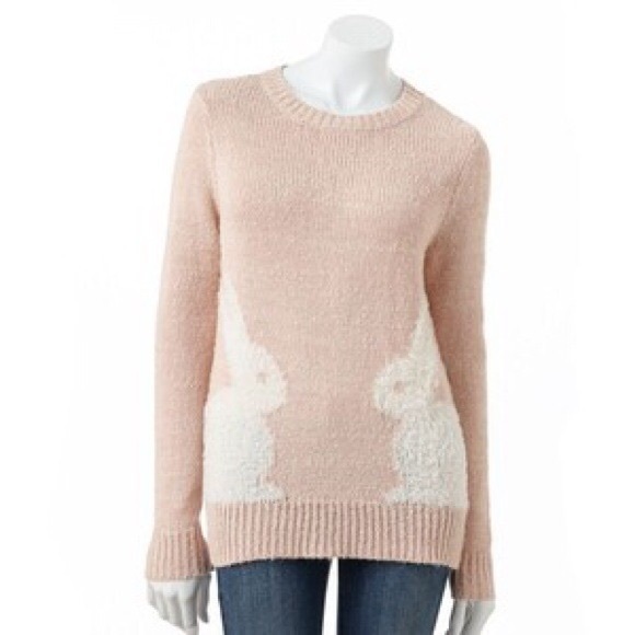 LC Lauren Conrad Sweaters - ⬇️Pink and white rabbit sweater