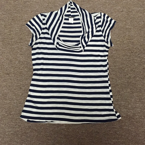 Navy and cream cowl neck tee