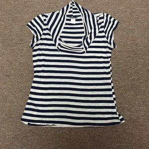 Navy and cream cowl neck tee