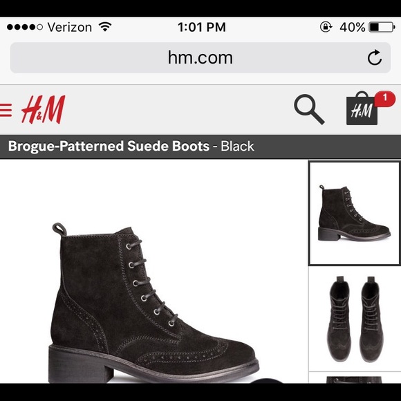 H&M premium quality wingtip boots