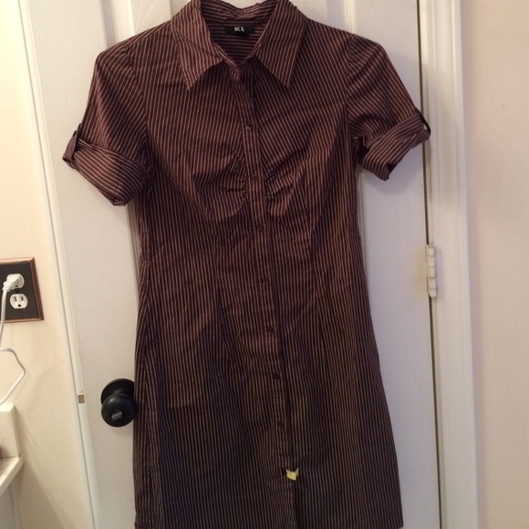 BCX Dresses & Skirts - Brown and white striped shirt dress